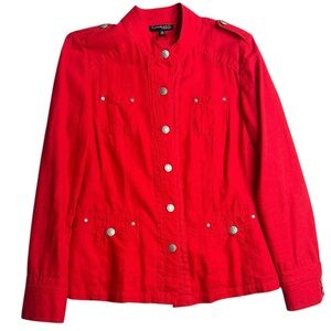 Conrad C Collection Military Style Utility Jacket Women’s‎ Size 4 Red Button